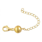Magnetic Lock with 2inch Extender with Lobster Clasp in Gold Plated Silver