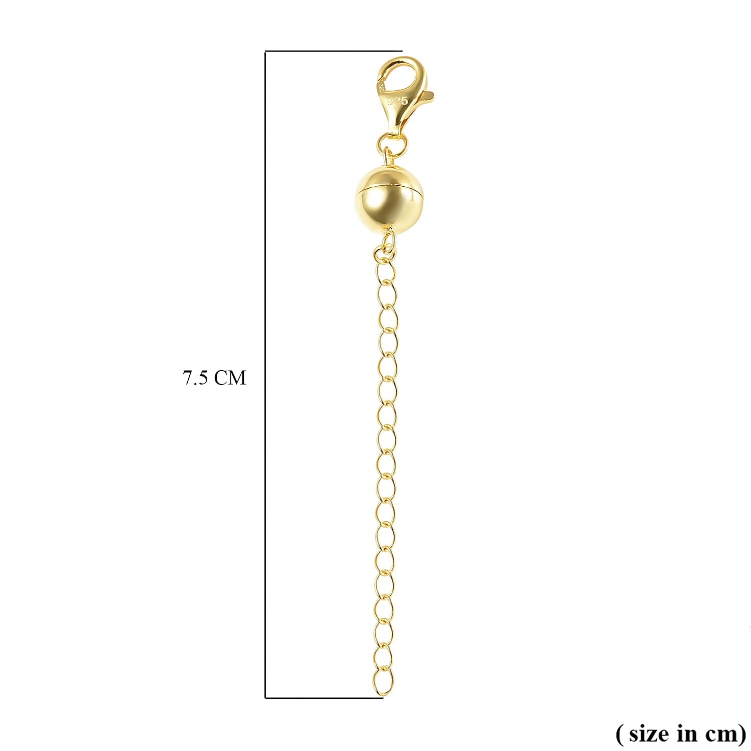 Magnetic Lock with 2-inch Extender with Lobster Clasp in Gold Plated Sterling Silver 3334341 5