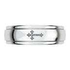 Artisan Crafted Platinum Overlay Sterling Silver Cross Spinner Ring