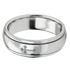 Artisan Crafted Platinum Overlay Sterling Silver Cross Spinner Ring