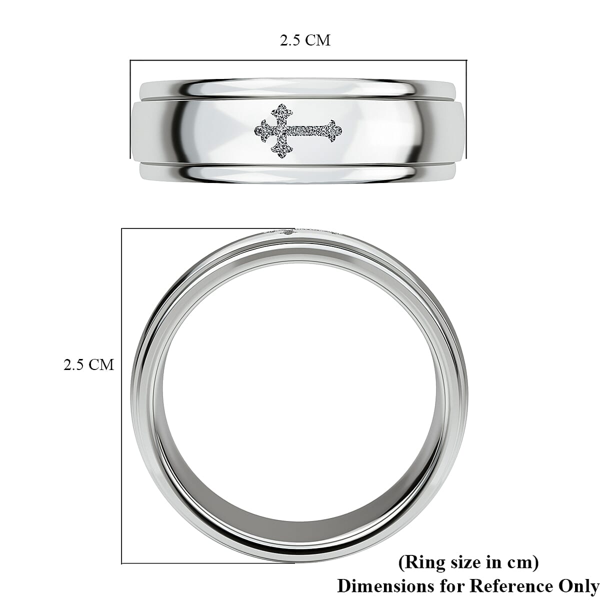 Stackable Cross Spinner Ring in Sterling Silver with Platinum Plating 3676716 14