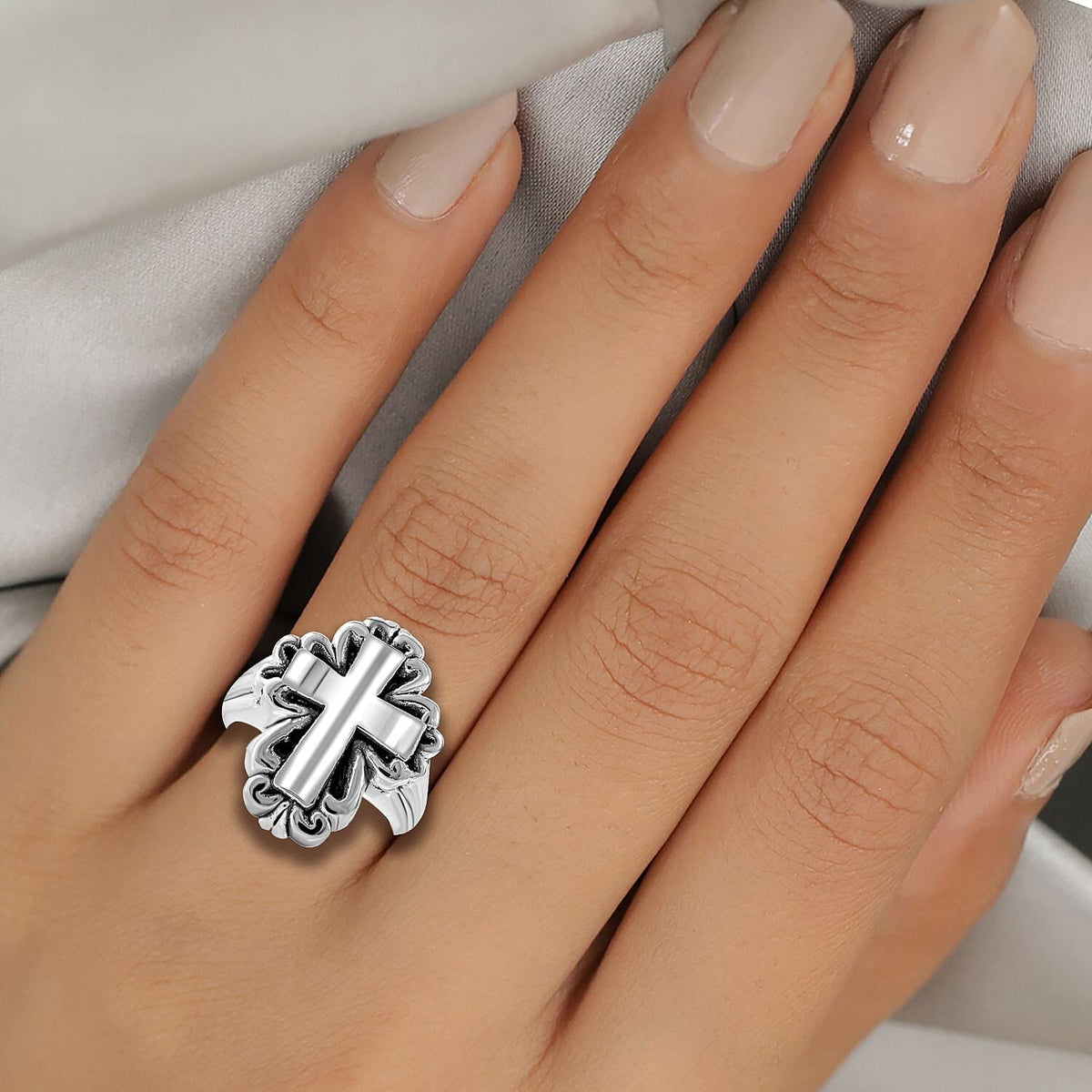 BKK Closeout - Sterling Silver Cross Ring 7253670 2