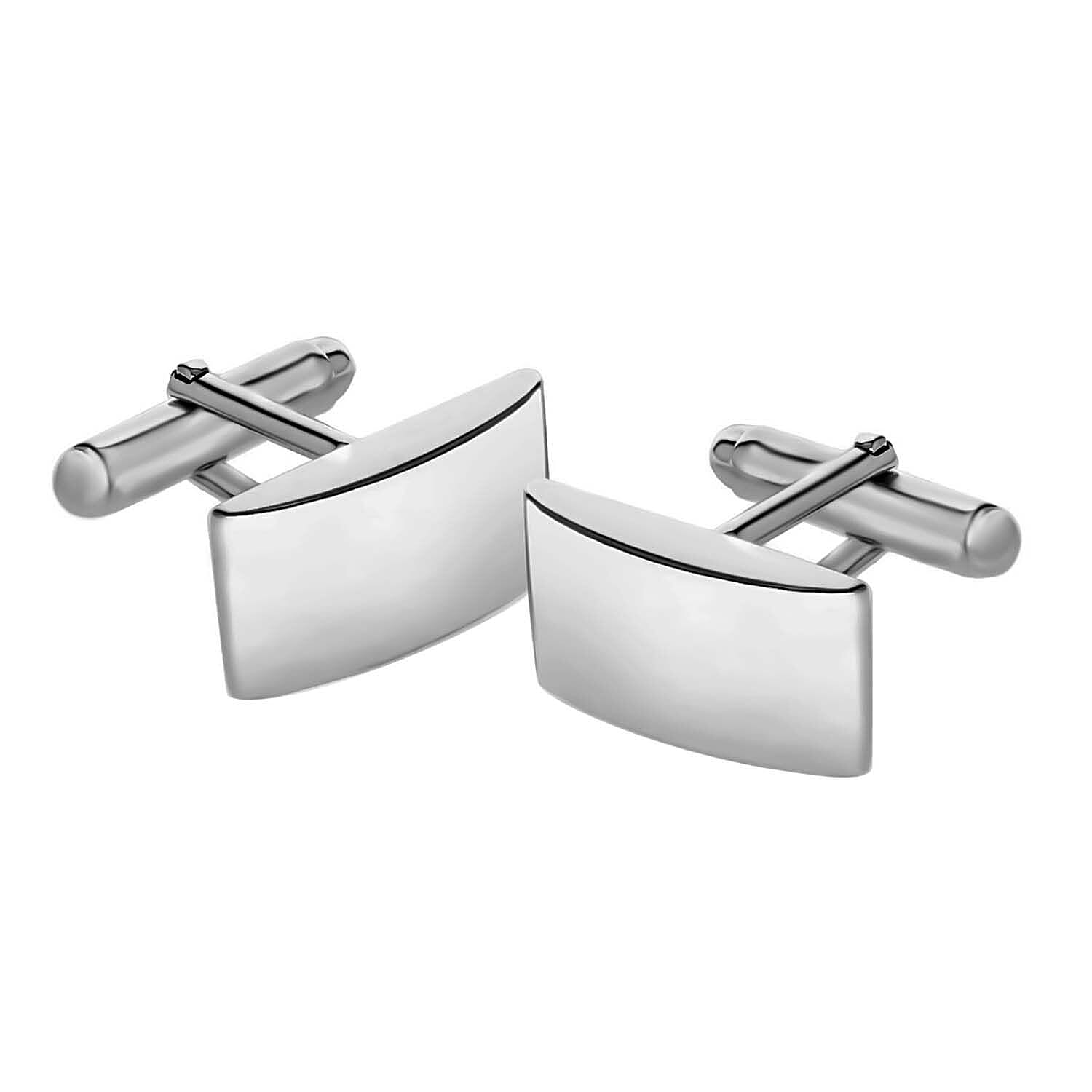 Sterling Silver 21mm x 11mm Plain Curved Rectangular Cufflinks 7315425 0