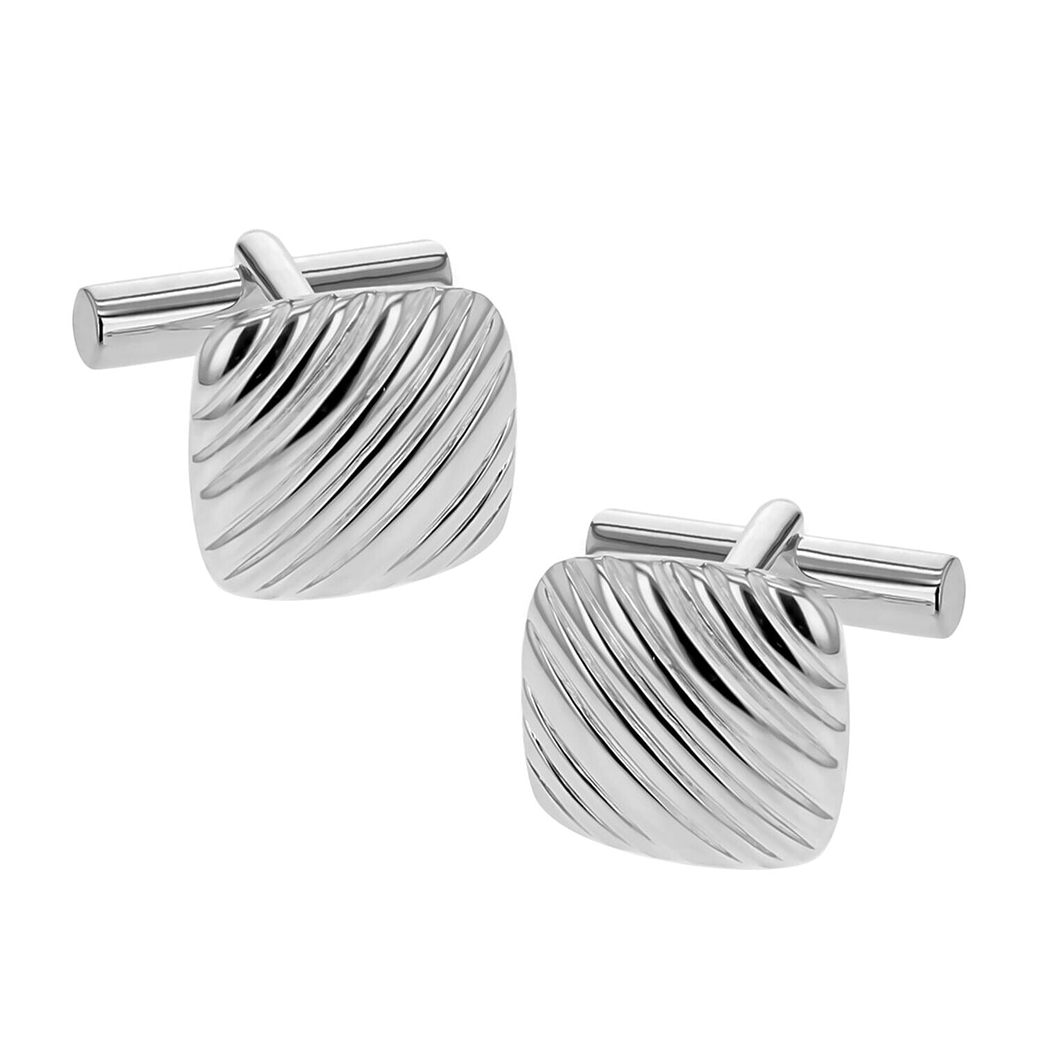 Sterling Silver 15mm x 15mm Ribbed Square Cufflinks 7315416 0