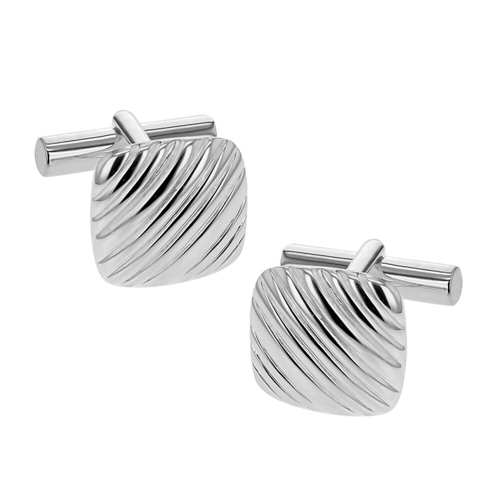Sterling Silver 15mm x 15mm Ribbed Square Cufflinks 7315416 1