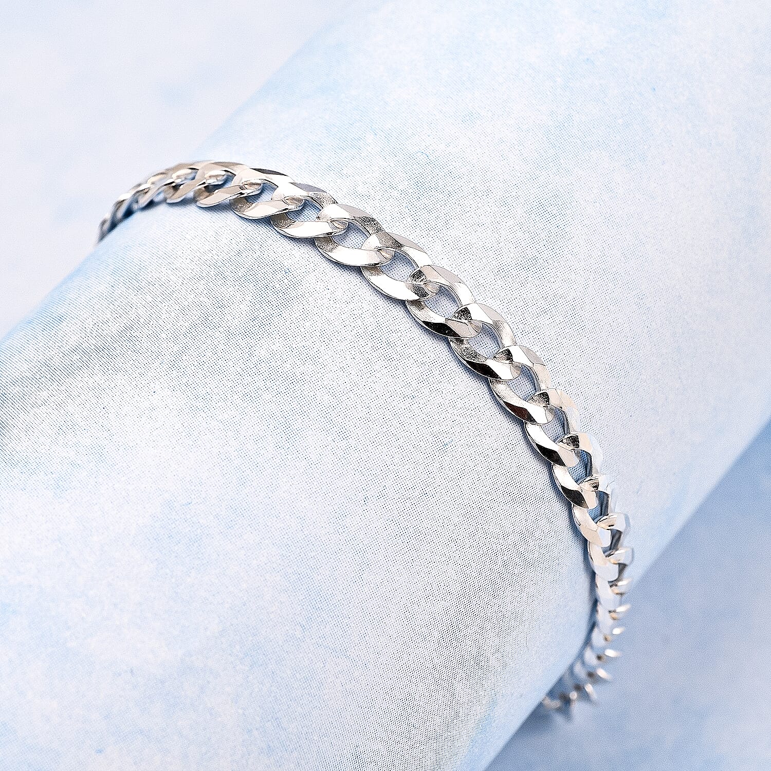 Mega Closeout - Sterling Silver Curb Bracelet (Size - 7.5) 7385805 1