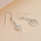 White Gold Plated Sterling Silver Dangling Earrings (With Hook)