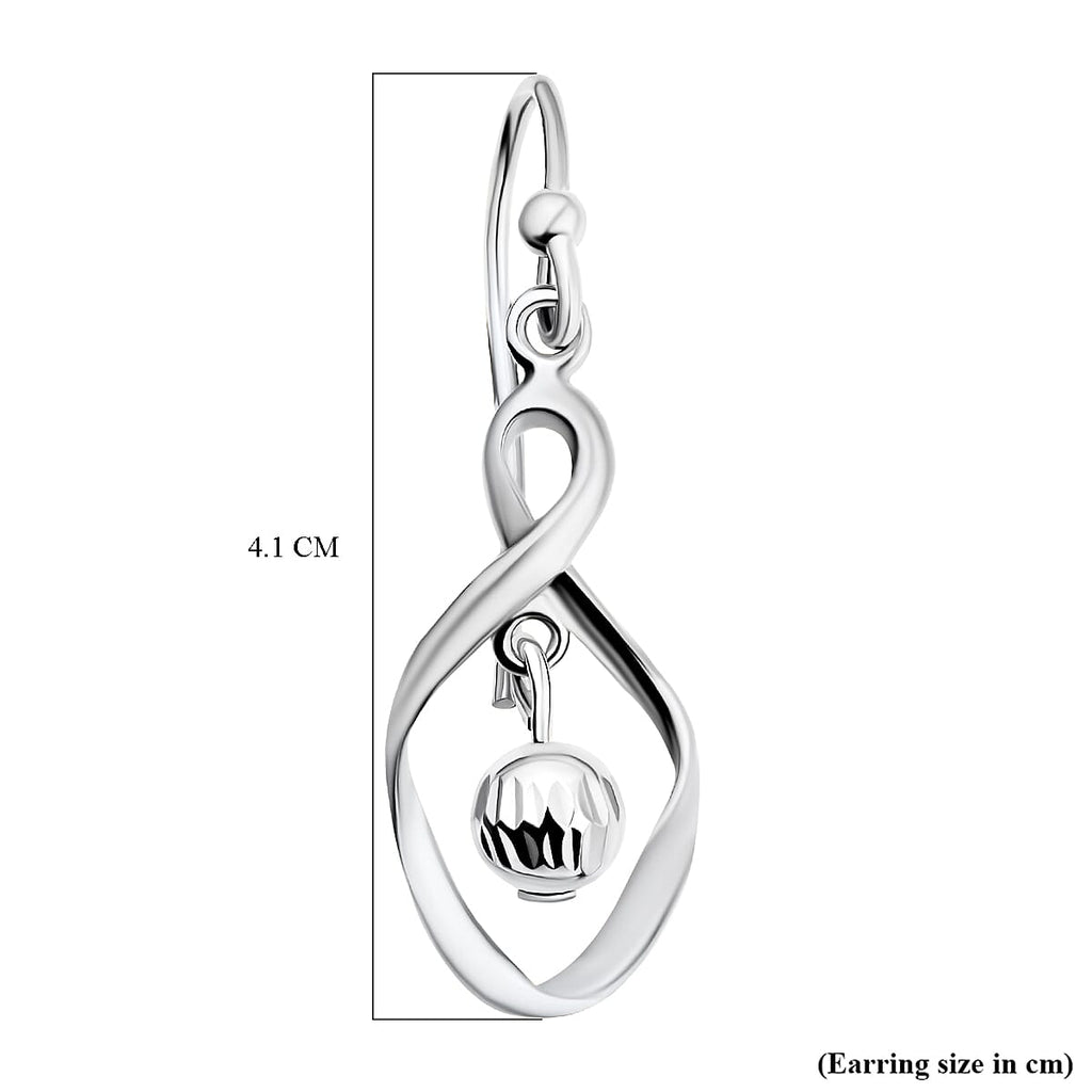 White Gold Plated Sterling Silver Dangling Earrings (With Hook)