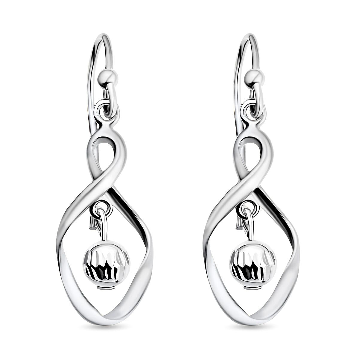 White Gold Plated Sterling Silver Dangling Earrings (With Hook) 8895880 0