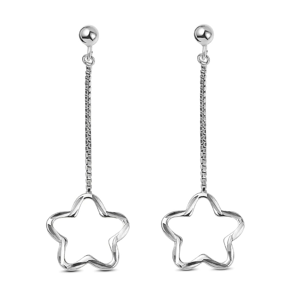 Sterling Silver Dangling Star Earrings (with Push Back)
