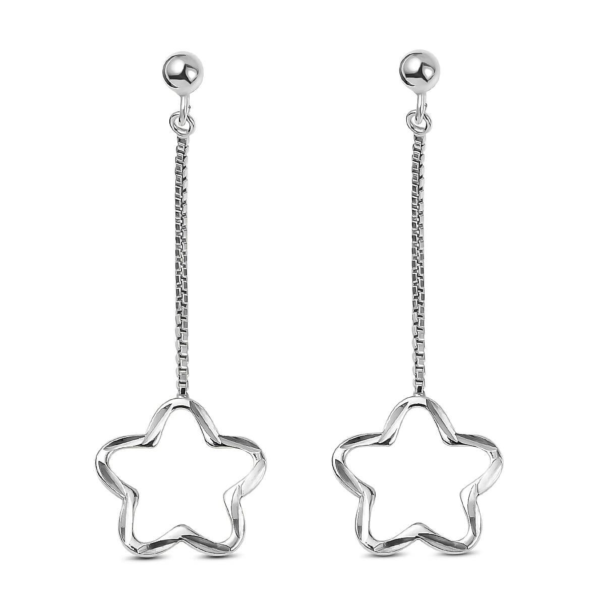 Sterling Silver Dangling Star Earrings (with Push Back) 7023533 0