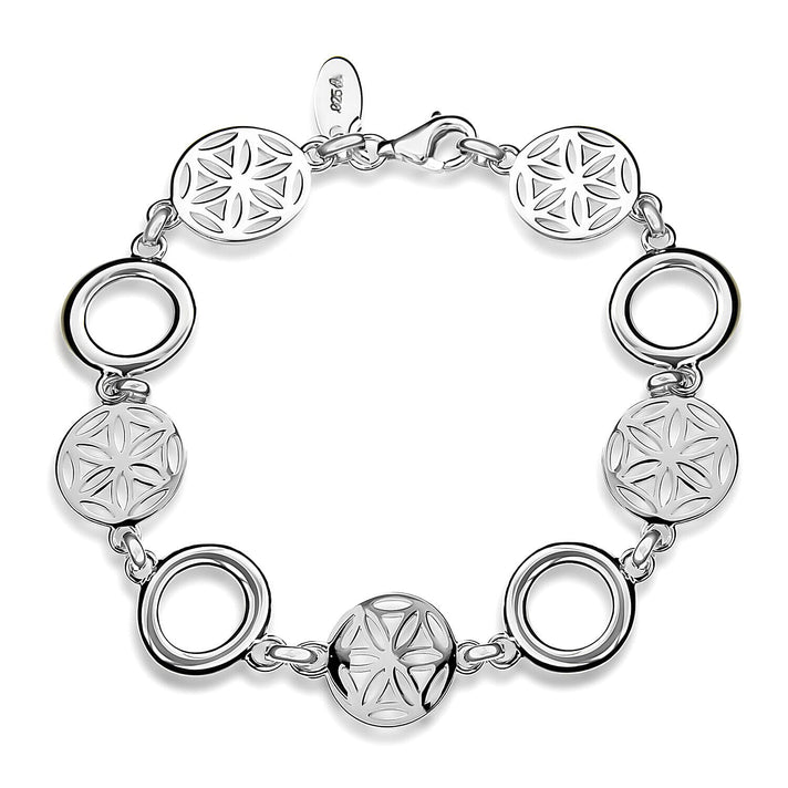 Sterling Silver Cutout Flower Disc and Rings Bracelet 7.5 Inch 7315074 1