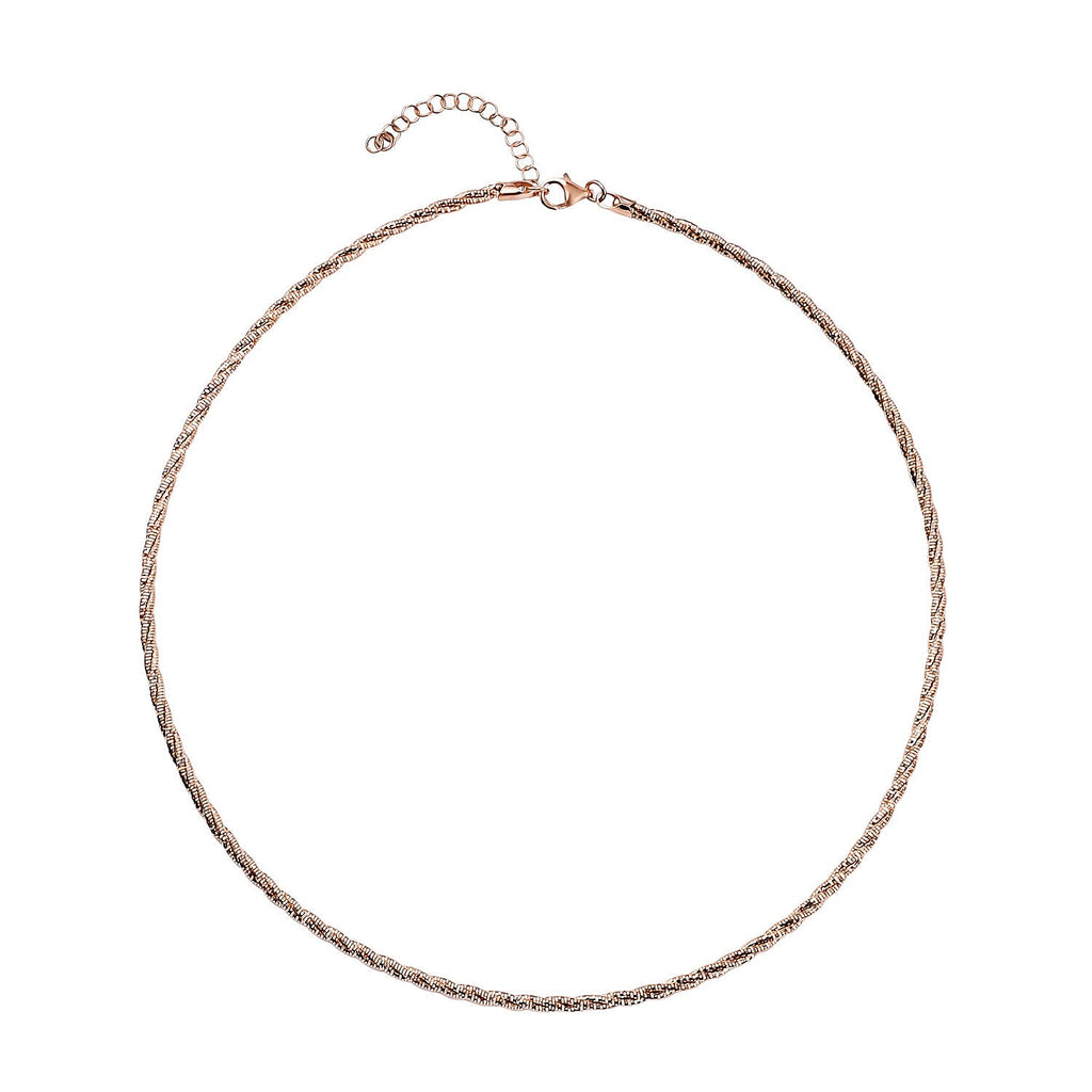 Rose Gold Overlay Sterling Silver Twisted Rope Chain (Size - 18- 2 Extender) with Lobster Clasp