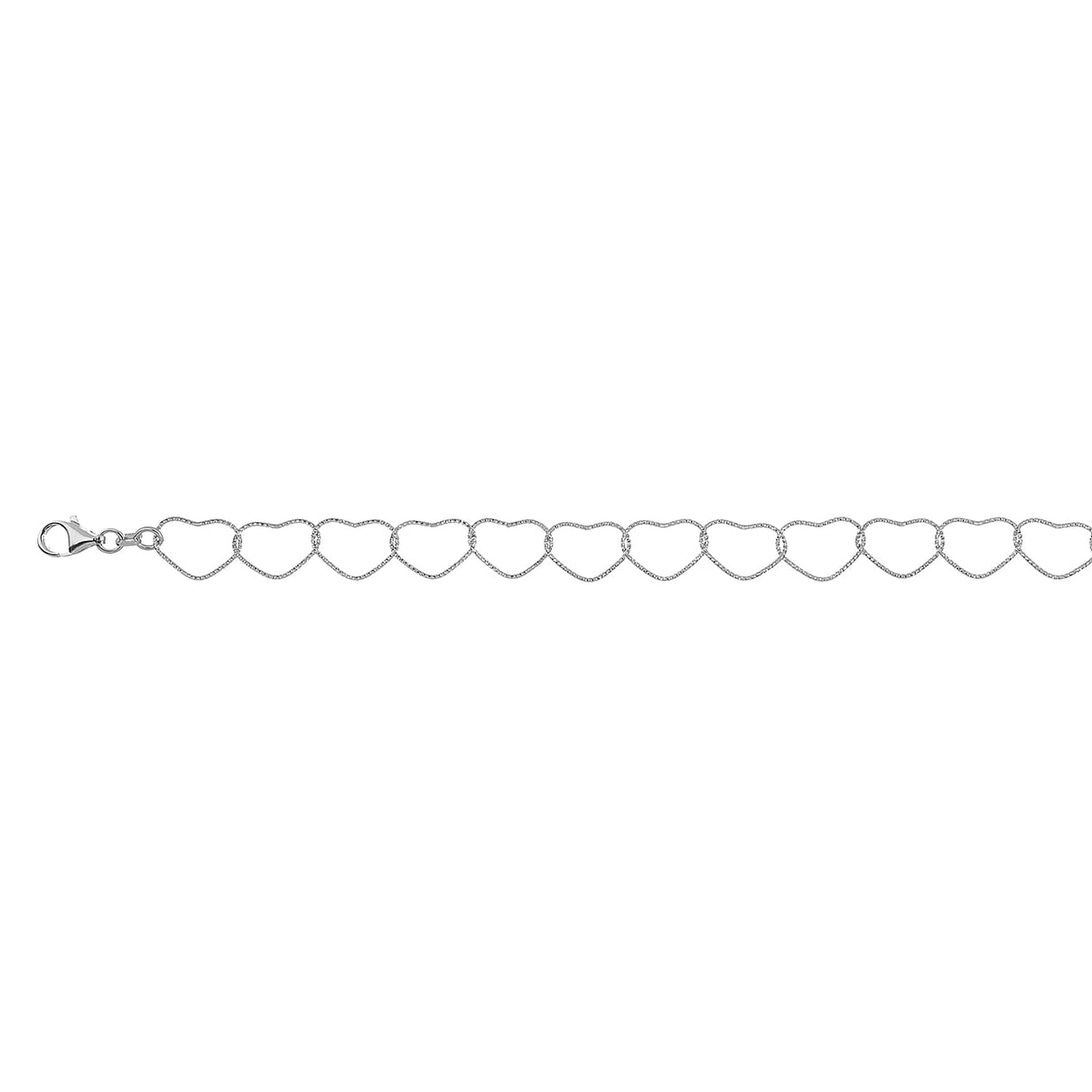 JCK Vegas Closeout - Heart Link Sterling Silver Diamond Cut Chain (Size - 24), 7723622 0