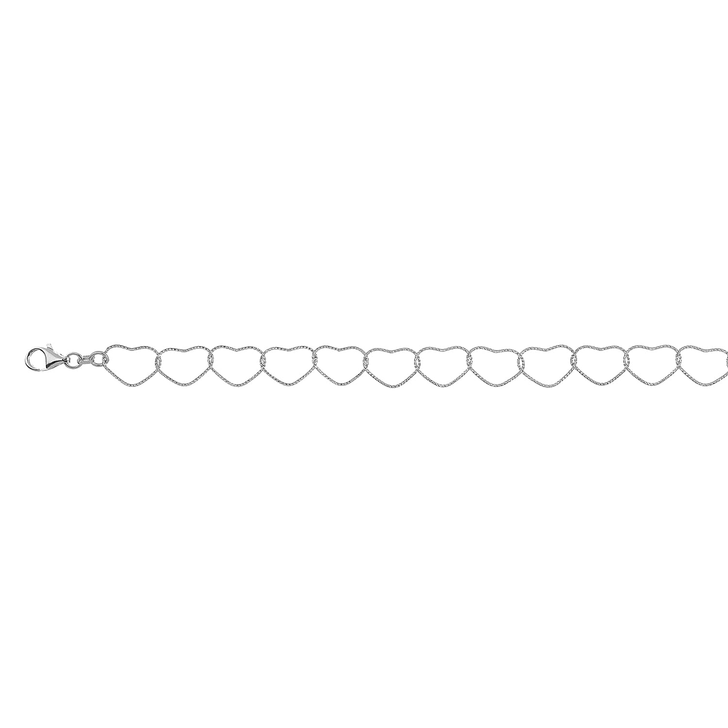 JCK Vegas Closeout - Heart Link Sterling Silver Diamond Cut Chain (Size - 24), 7723622 0