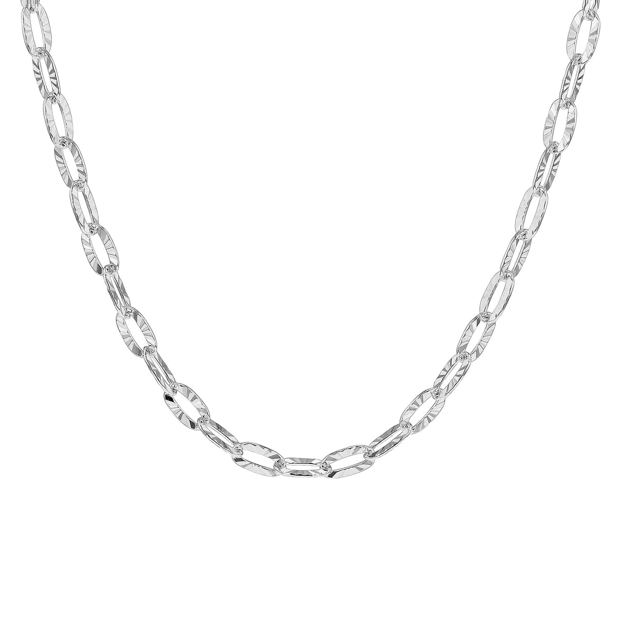 Sterling Silver Diamond Cut Flat Oval Belcher Chain 20 Inch 7609264 4
