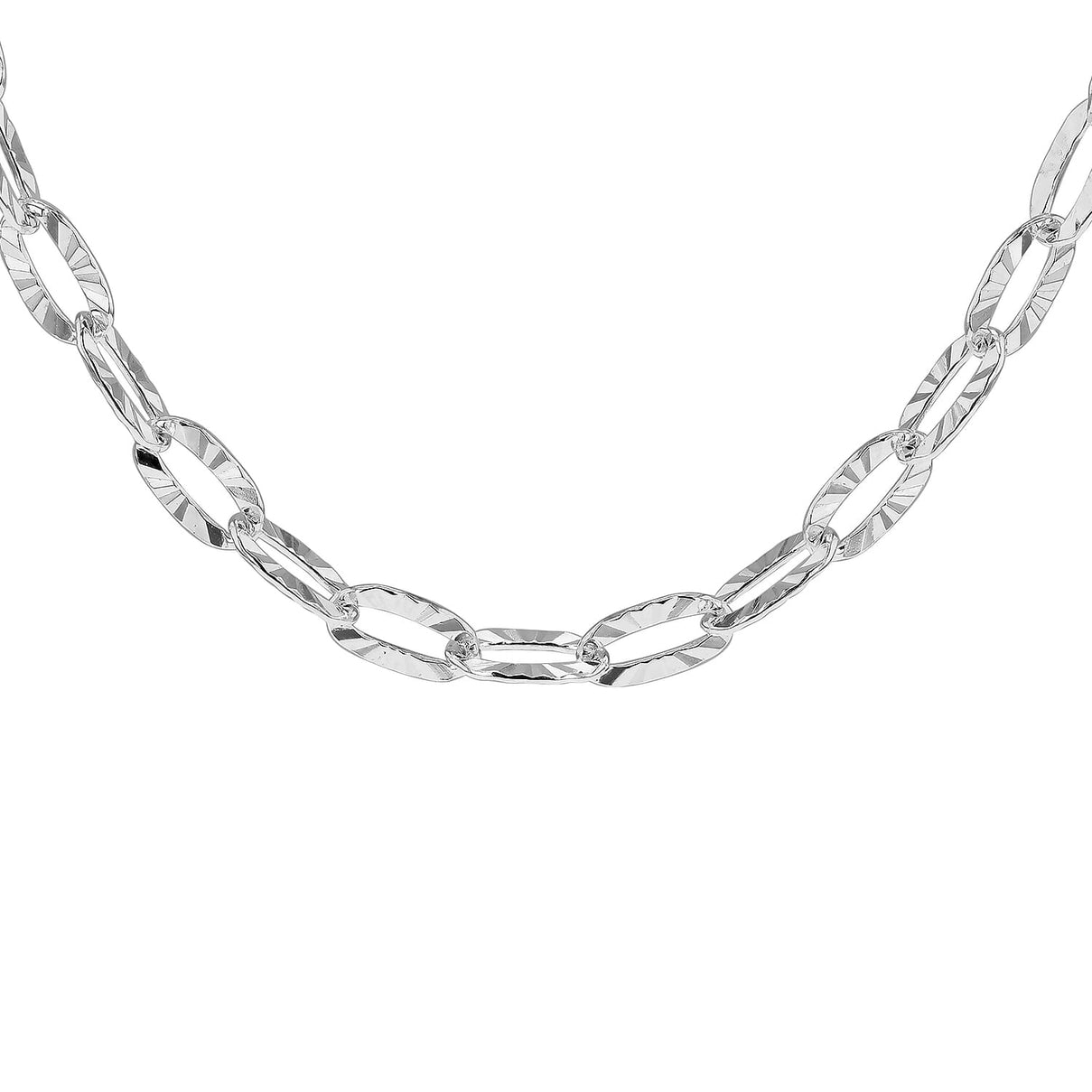 Sterling Silver Diamond Cut Flat Oval Belcher Chain 20 Inch 7609264 7