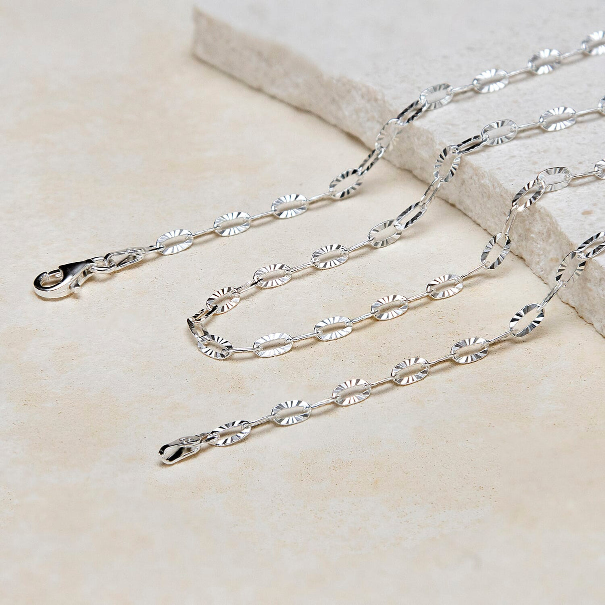 Sterling Silver Diamond Cut Flat Oval Belcher Chain 24 Inch 7609269 6