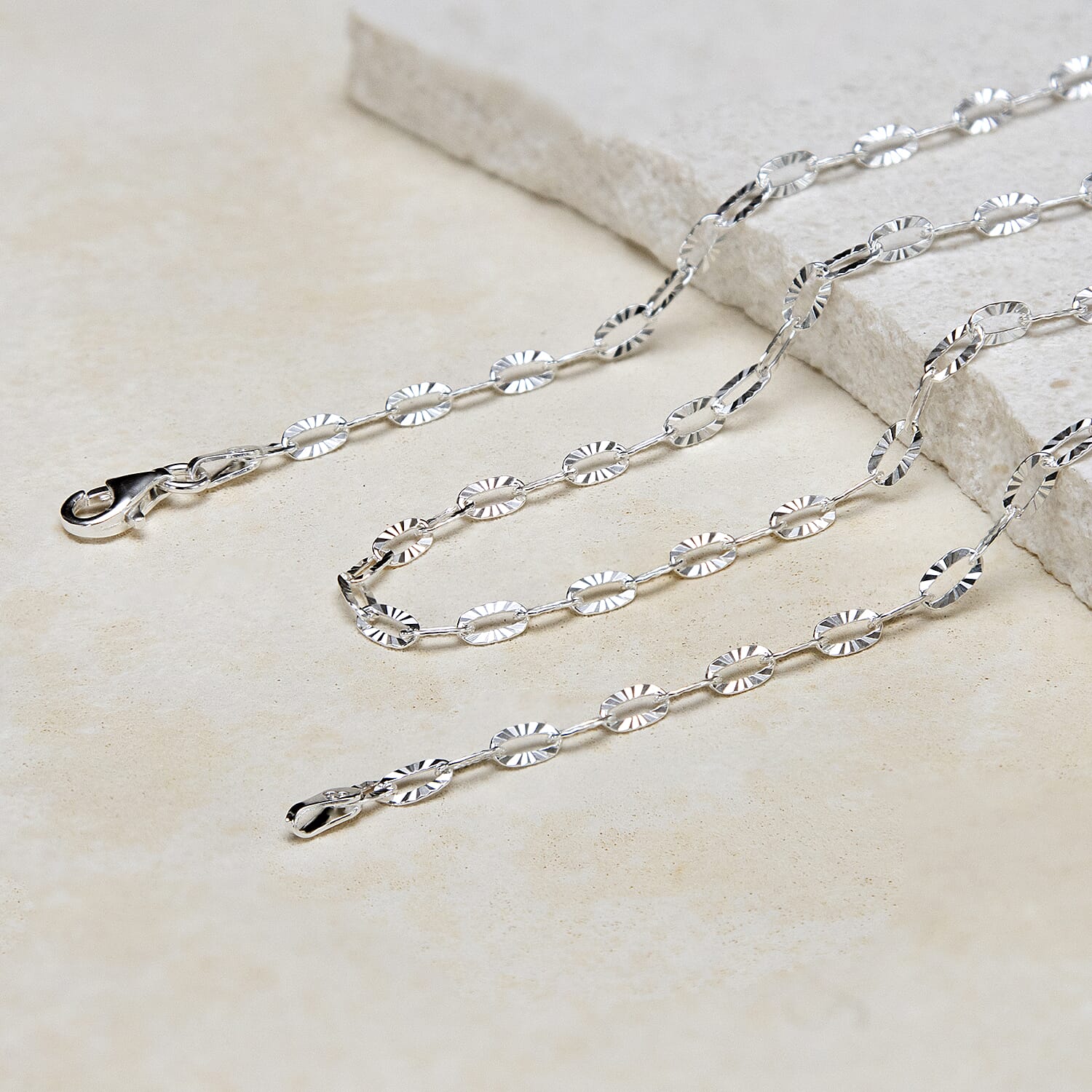 Sterling Silver Diamond Cut Flat Oval Belcher Chain 24 Inch 7609269 6