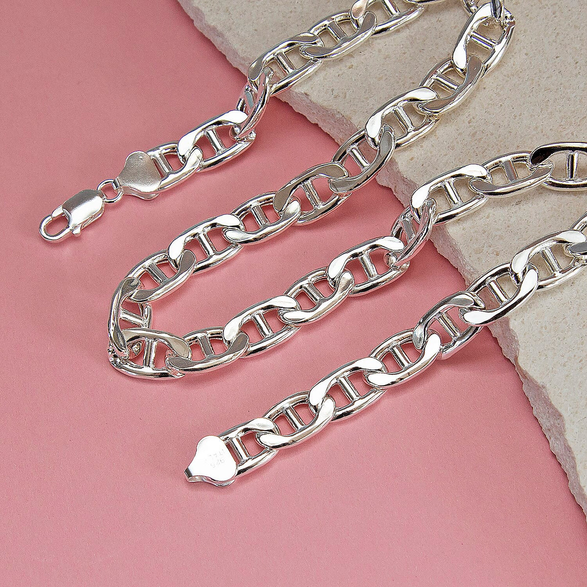 Sterling Silver Diamond Cut Flat Rambo Chain 20 Inch 7315351 3