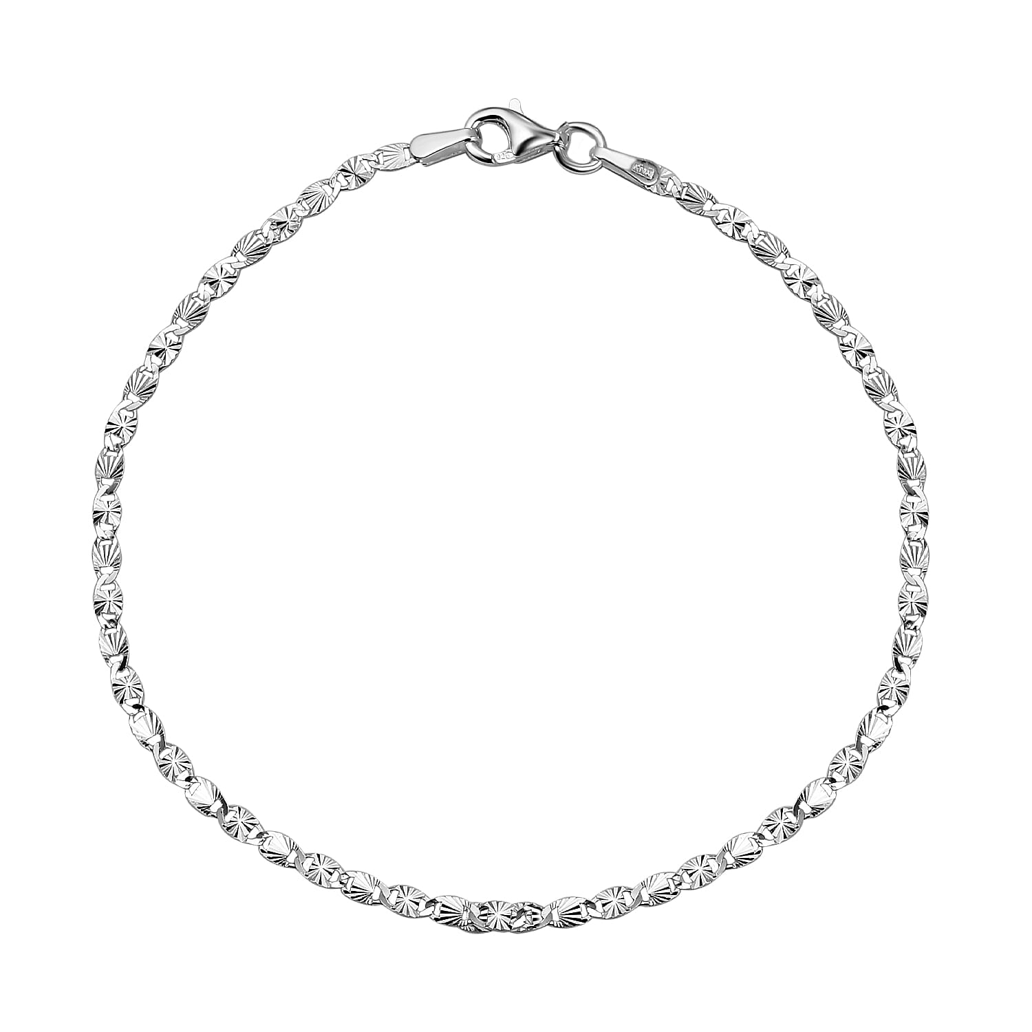 JCK Vegas CloseOut - Sterling Silver Diamond Cut Valentino Bracelet (Size - 7.50) 7148776 0