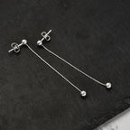 Biggest Silver Closeout - Diamond Cut Snake & Bead Drop Earrings in Sterling Silver