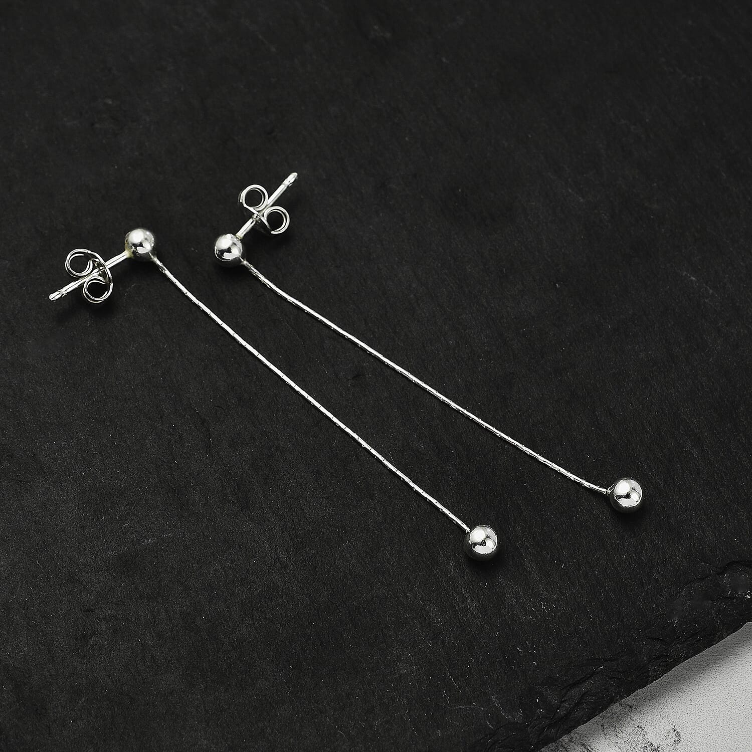 Biggest Silver Closeout - Diamond-Cut Snake and Ball Drop Earrings in Sterling Silver 7782950 1