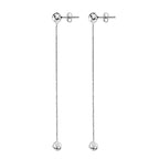 Biggest Silver Closeout - Diamond Cut Snake & Bead Drop Earrings in Sterling Silver