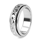 Platinum Overlay Sterling Silver Diamond Cut Spinner Ring