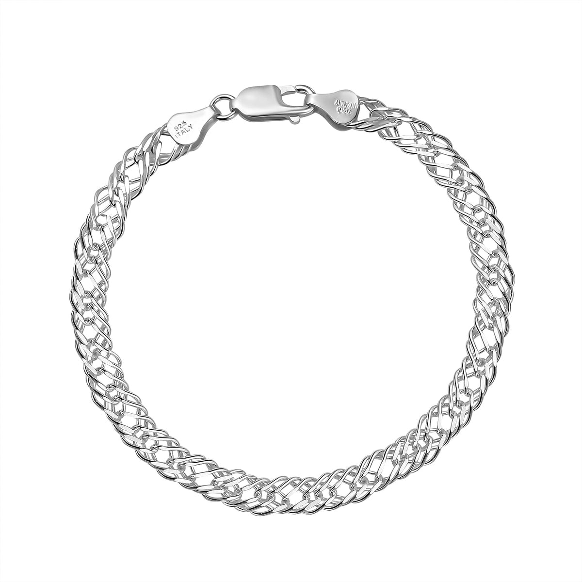 Sterling Silver Double Curb Bracelet (Size - 7.5), 7686883 0