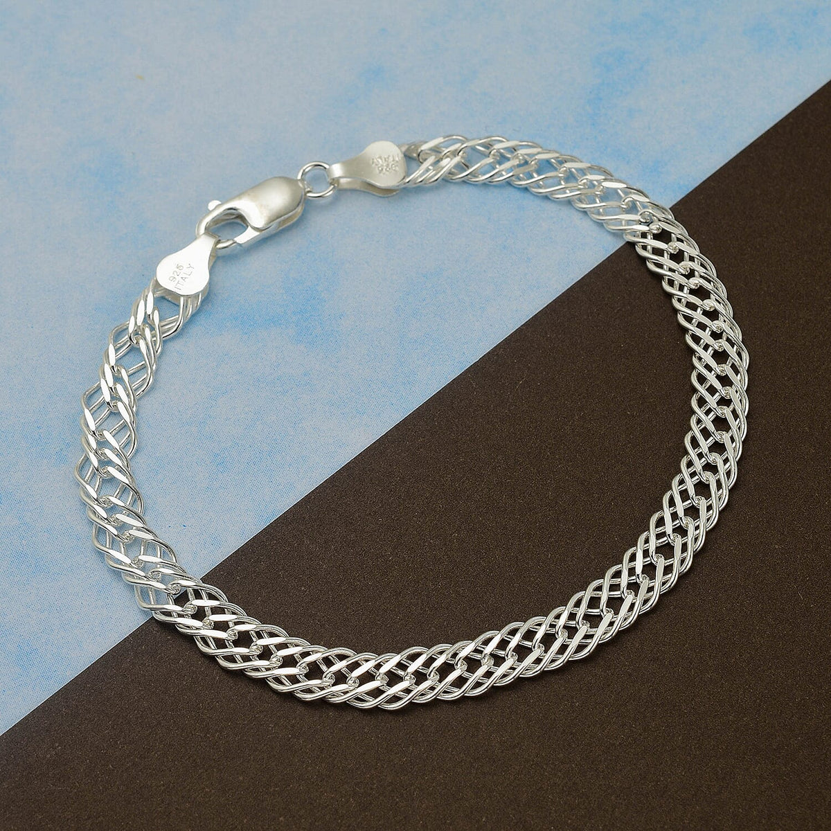 Sterling Silver Double Curb Bracelet (Size - 7.5), 7686883 1