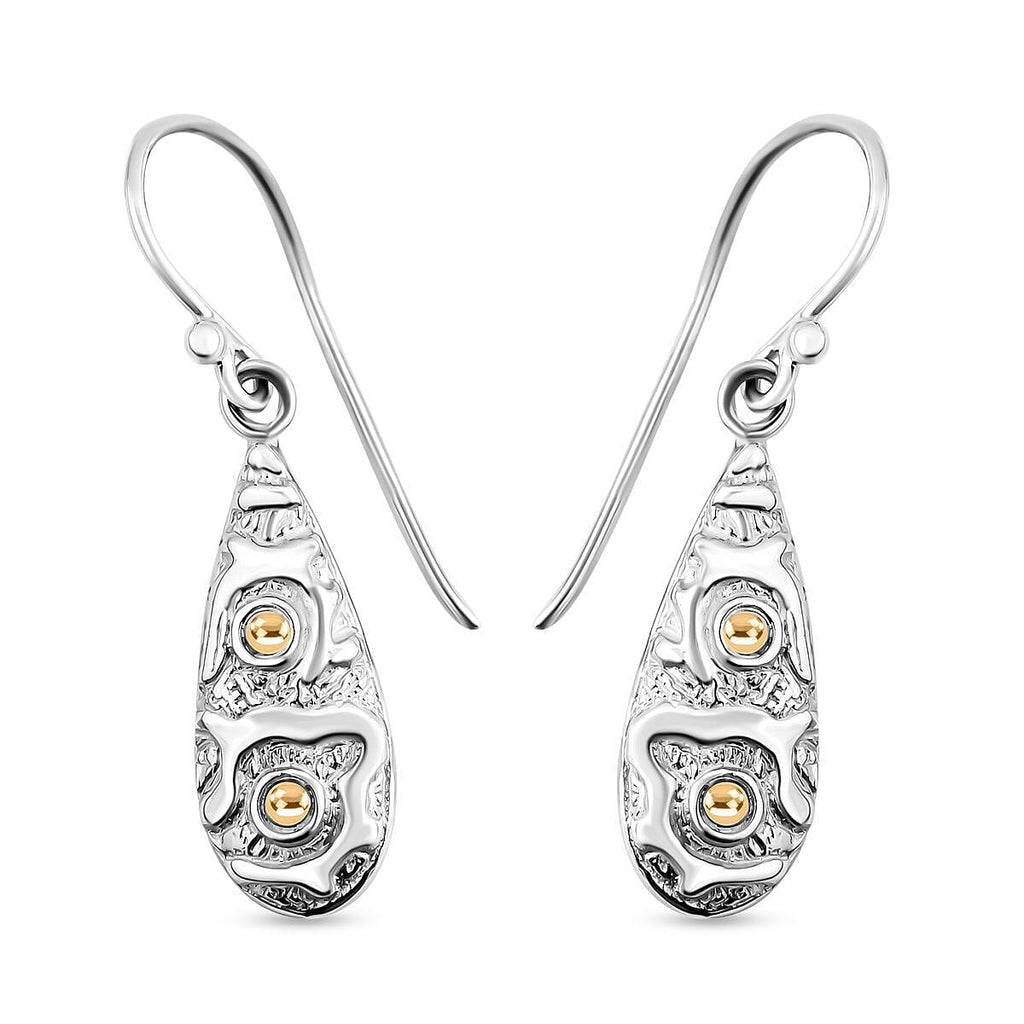 Royal Bali Collection - 18K Yellow Gold and Sterling Silver Teardrop Earrings