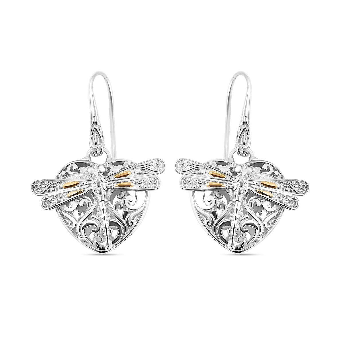 Royal Bali Collection - 18K Yellow Gold &amp; Sterling Silver Dragonfly Earrings 7651525 0