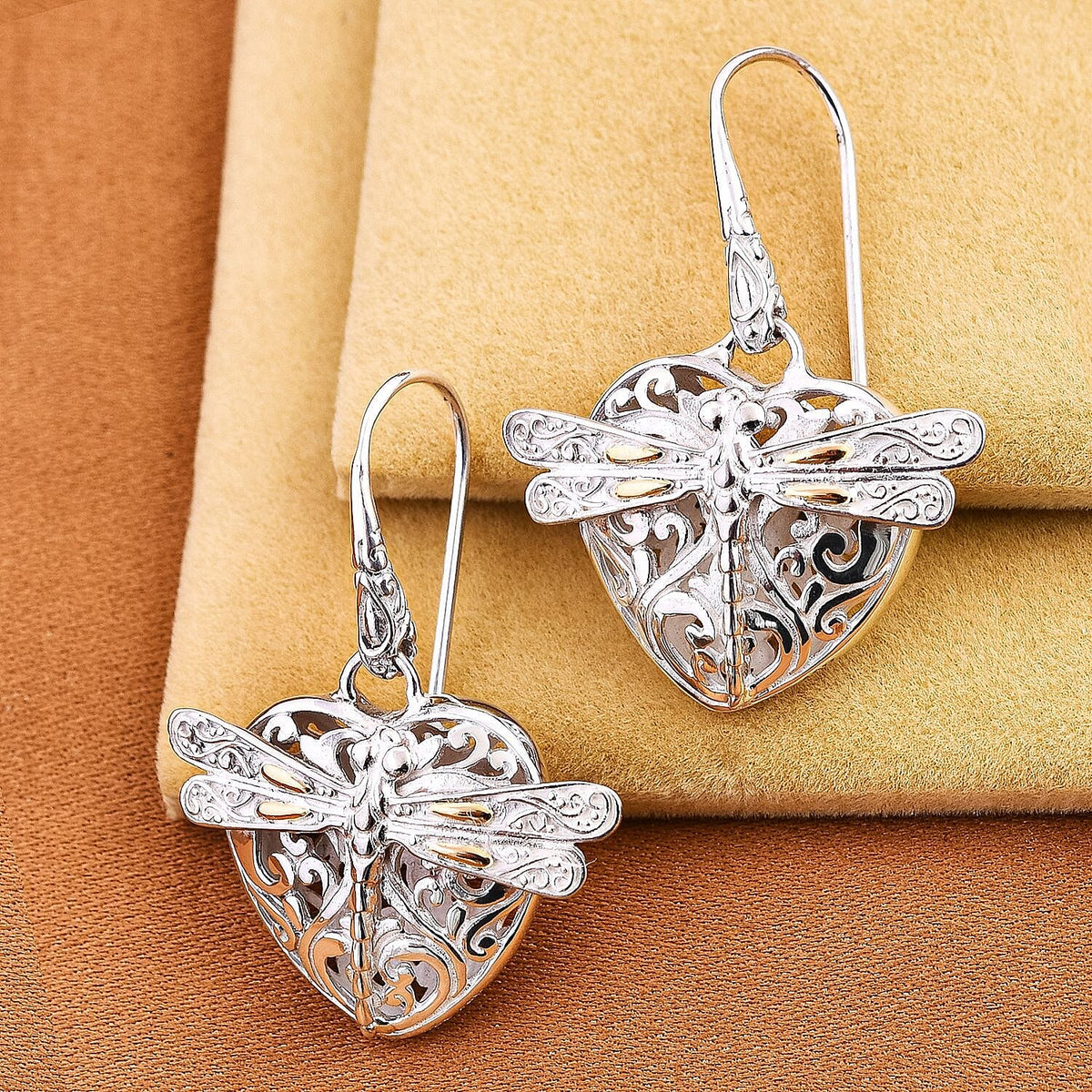 Royal Bali Collection - 18K Yellow Gold &amp; Sterling Silver Dragonfly Earrings 7651525 2