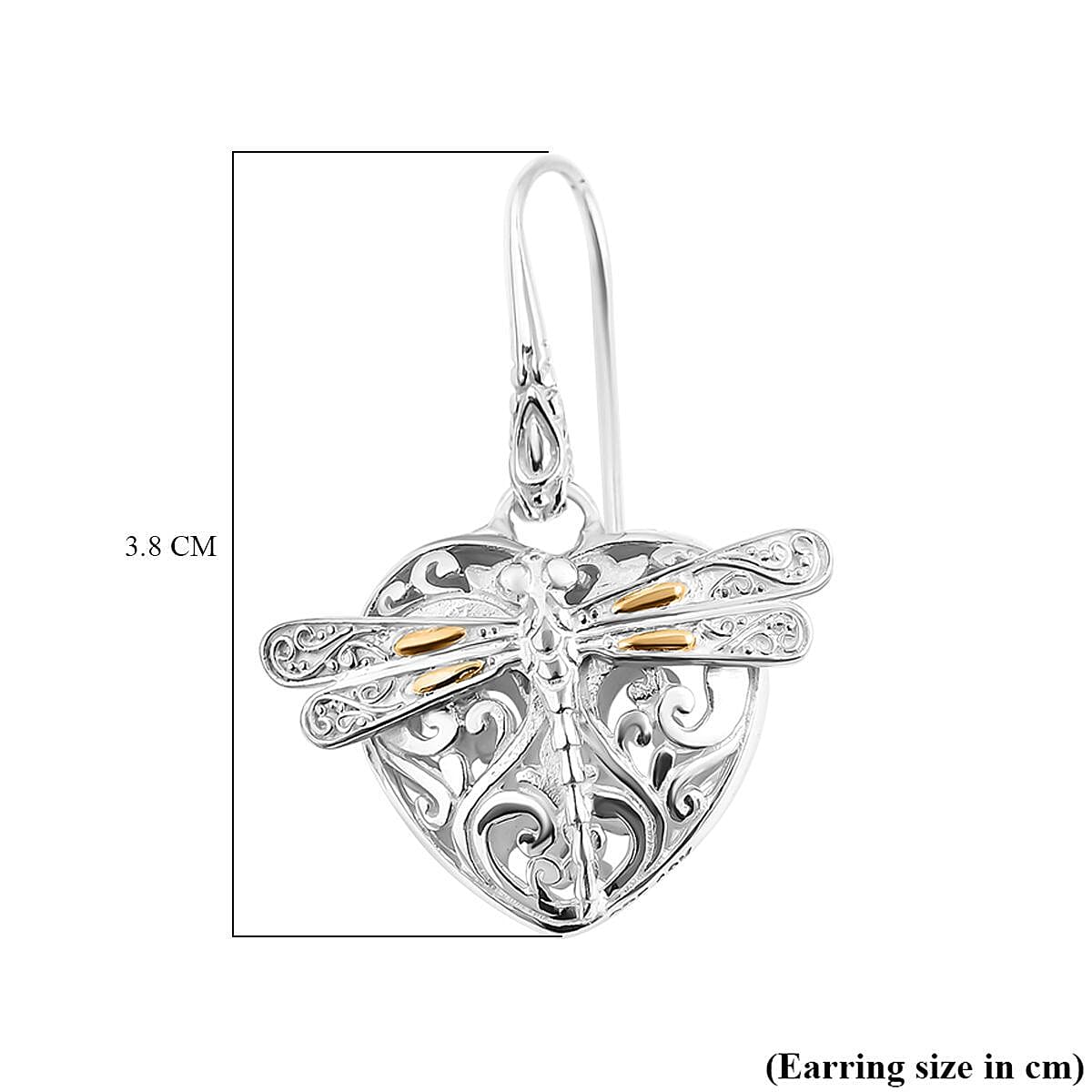 Royal Bali Collection - 18K Yellow Gold &amp; Sterling Silver Dragonfly Earrings 7651525 5