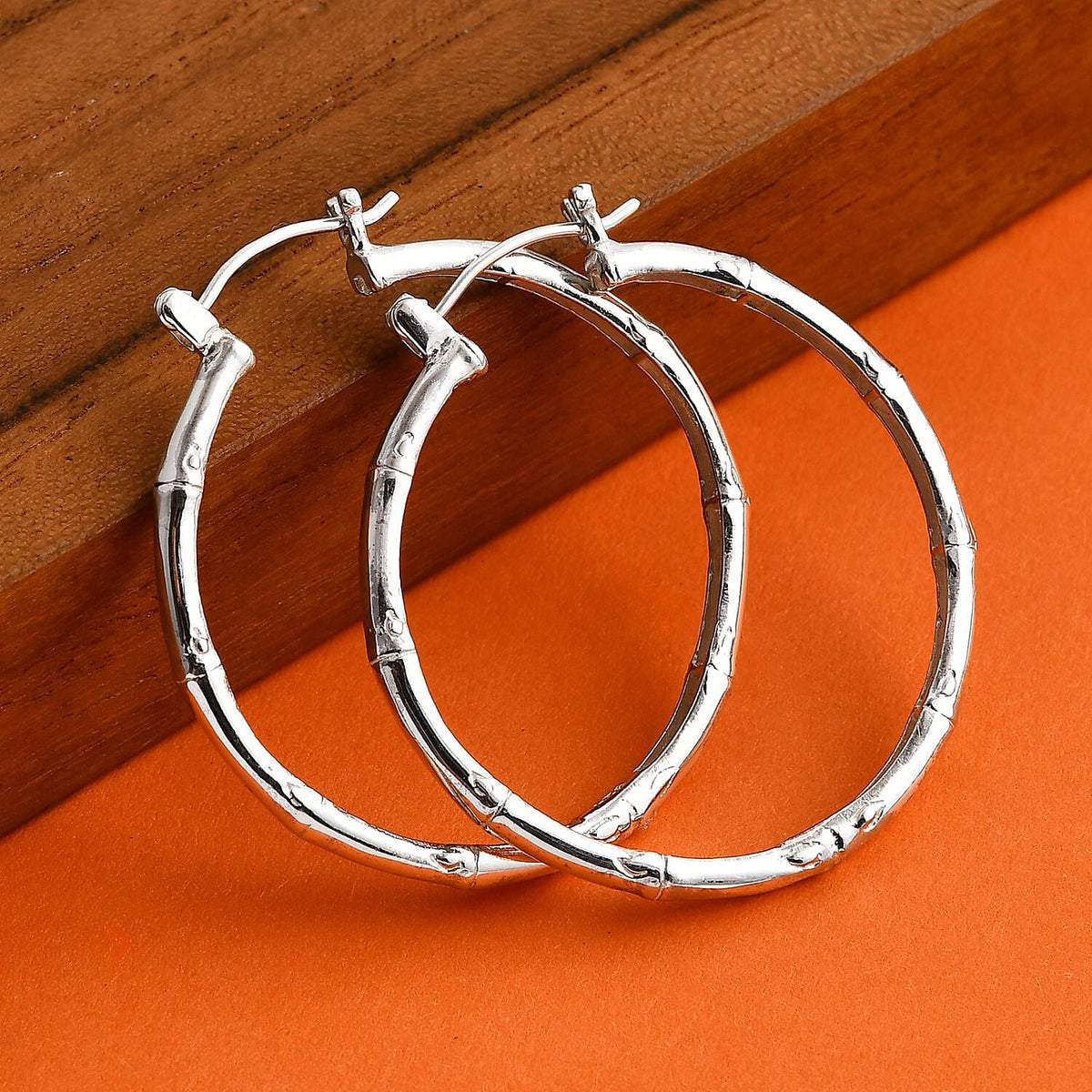 Royal Bali Collection Sterling Silver Bamboo-Inspired Earring with Clasp 8055632 1
