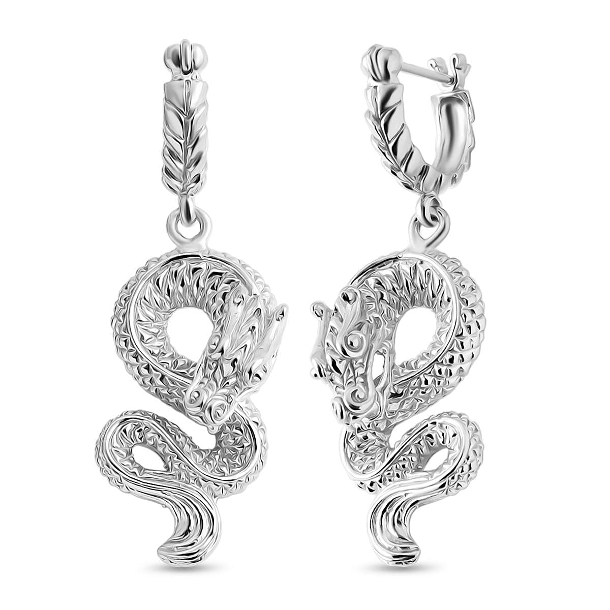 D'joy Royal Bali Collection Handmade Sterling Silver Dragon Earrings with Clasp 8055873 0