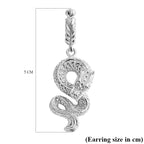 Royal Bali Collection - Handmade Sterling Silver Dragon Earrings with Clasp, Silver Wt. 10.00 Gms.