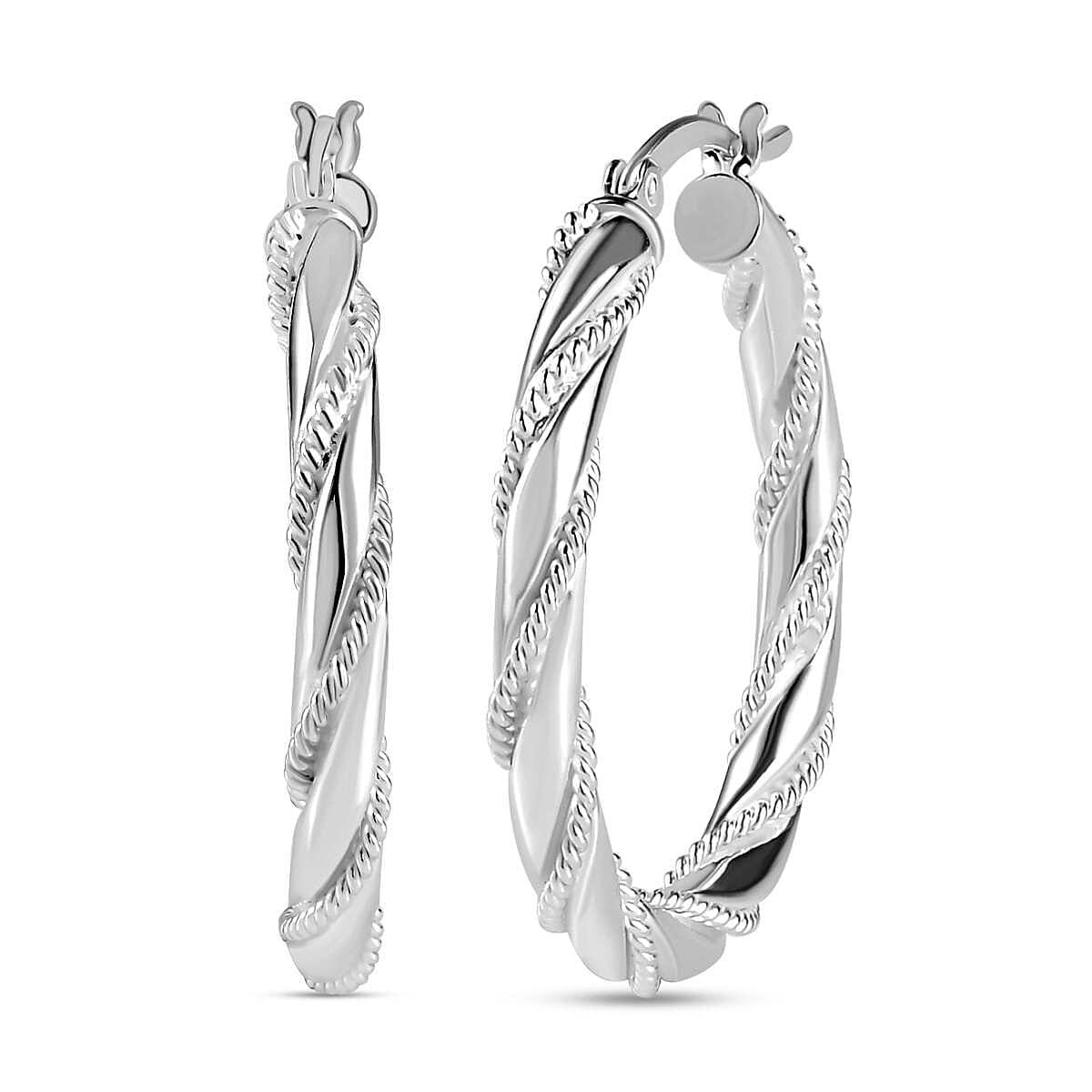 Sterling Silver Twisted Hoop Earrings, Silver Wt. 5.56 Gms 7800556 0