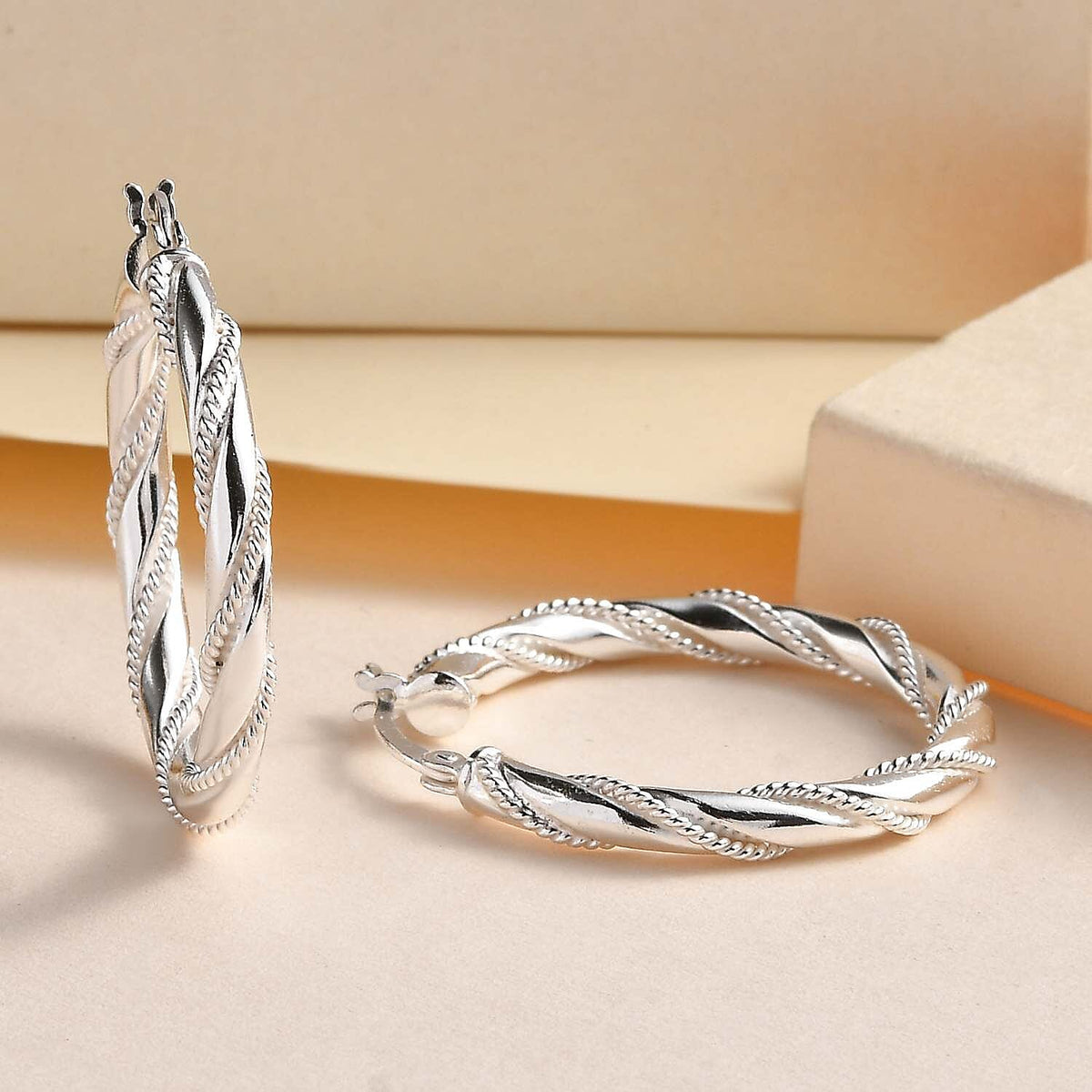 Sterling Silver Twisted Hoop Earrings, Silver Wt. 5.56 Gms 7800556 2