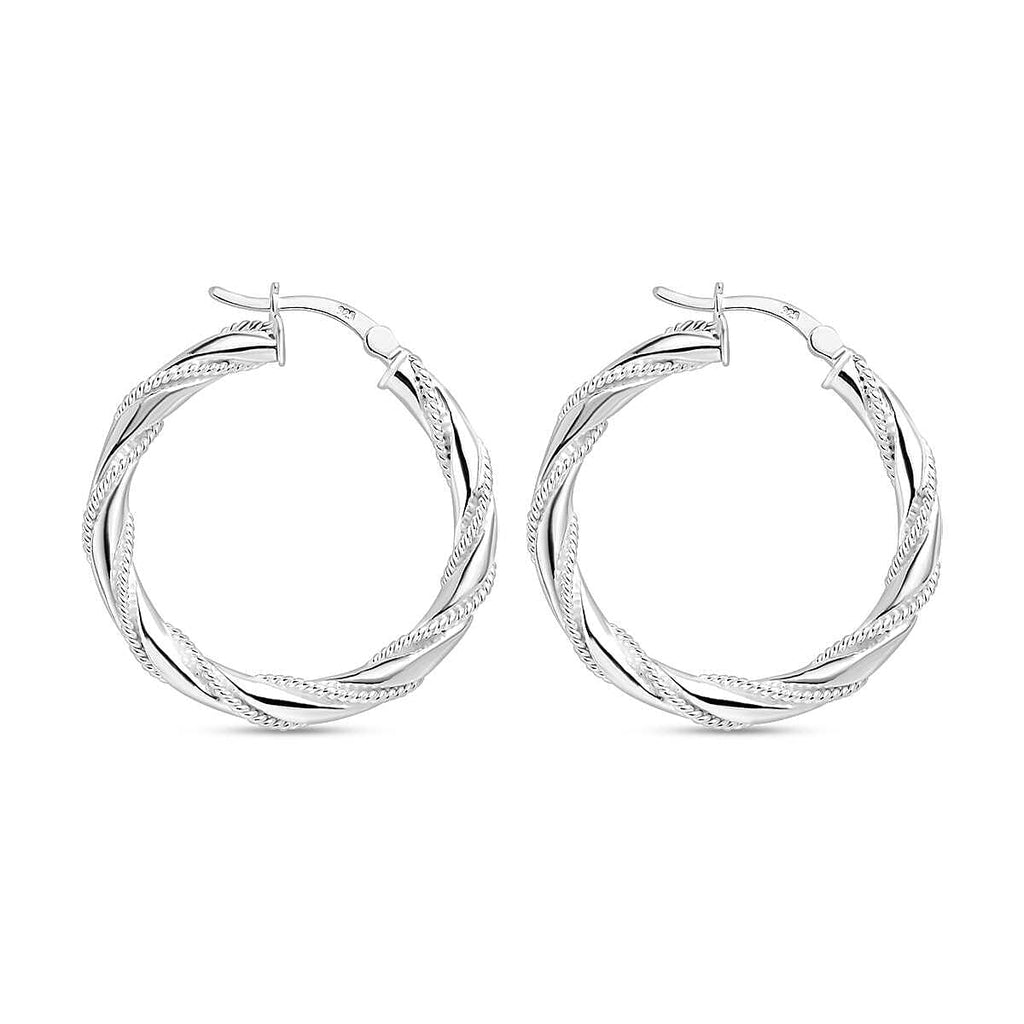 Sterling Silver Twisted Hoop Earrings, Silver Wt. 5.56 Gms