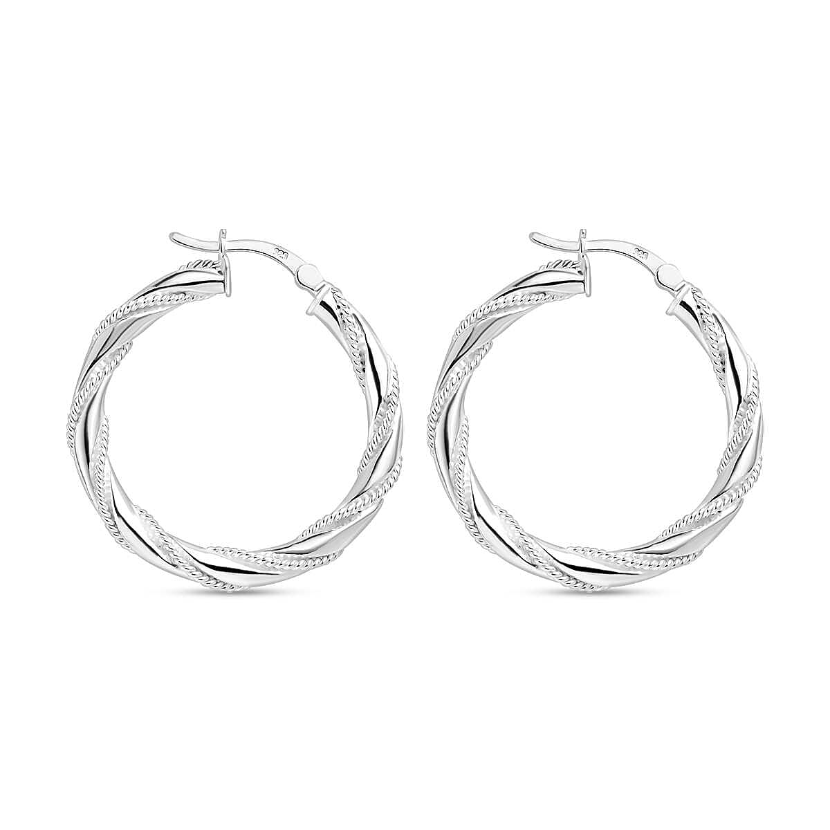 Sterling Silver Twisted Hoop Earrings, Silver Wt. 5.56 Gms 7800556 5
