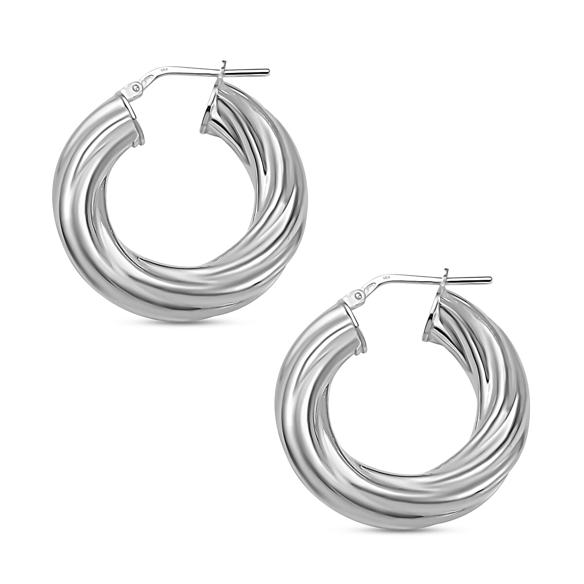 Sterling Silver Twisted Hoop Earrings, Silver Wt. 6.25 Gms 7688237 0