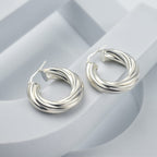 Sterling Silver Twisted Hoop Earrings, Silver Wt. 6.25 Gms