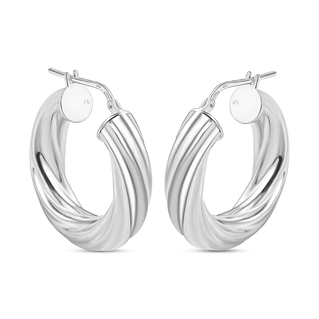 Sterling Silver Twisted Hoop Earrings, Silver Wt. 6.25 Gms