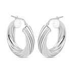 Sterling Silver Twisted Hoop Earrings, Silver Wt. 6.25 Gms