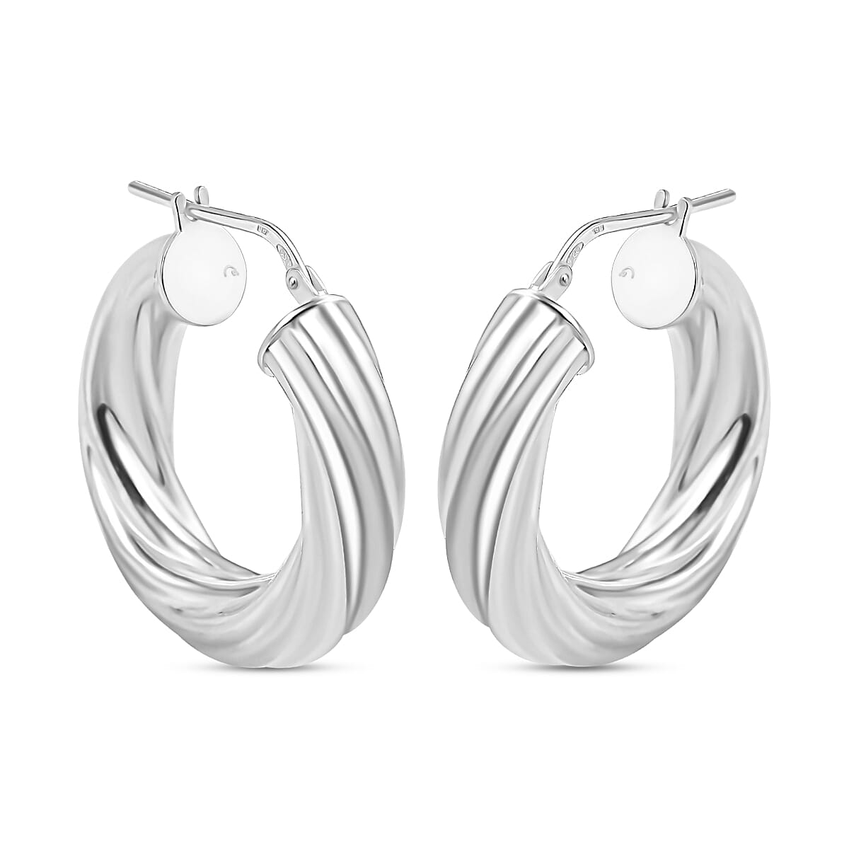 Sterling Silver Twisted Hoop Earrings, Silver Wt. 6.25 Gms 7688237 2