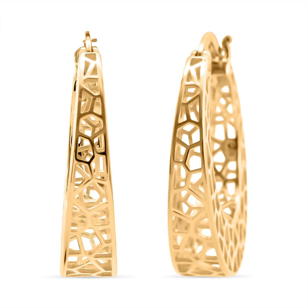 Treasure Of Siam - Sterling Silver Hoop Earrings with Clasp in Yellow Gold Plating