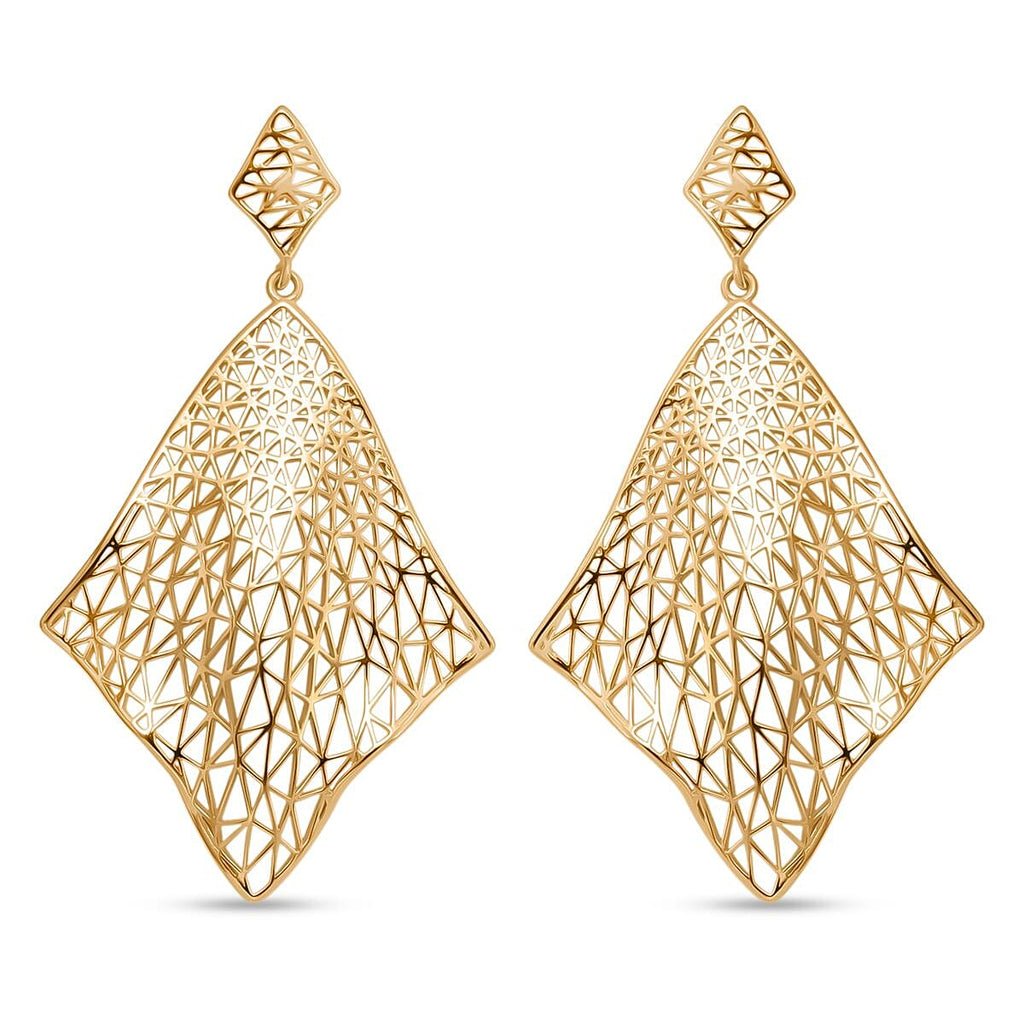 Treasure Of Siam - Sterling Silver Earrings with Push Back in Yellow Gold Plating