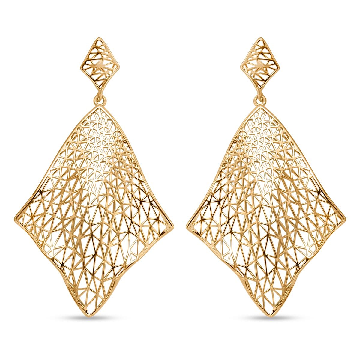 Treasure Of Siam - Sterling Silver Rhombus Earrings with Push Back in Yellow Gold Plating 8194350 0